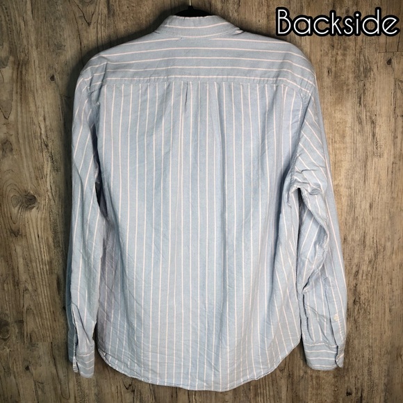 J. CREW Blue/white striped button down men’s shirt - Picture 2 of 7